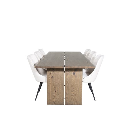 Logger Spisebord - Røget Eg - 210 cm, Velvet Deluxe Spisestuestol - Beige / Sort_6