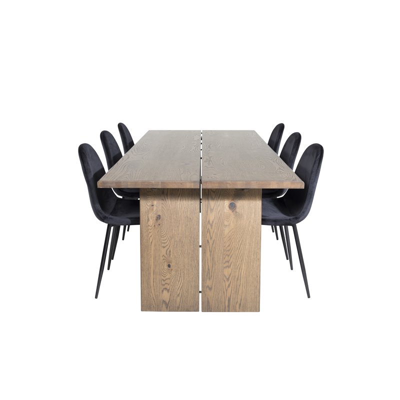 Logger spisebord - røget eg - 210 cm, Polar spisebordsstol - sorte ben / sort fløjl (erstatter 19902-888) _6