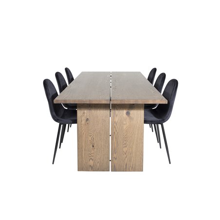 Logger-ruokapöytä - Savustettu tammi - 210 cm, Polar-ruokailutuoli - Mustat jalat / Black Velvet (korvaa 19902-888) _6