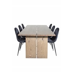 Logger-ruokapöytä - Savustettu tammi - 210 cm, Polar-ruokailutuoli - Mustat jalat / Black Velvet (korvaa 19902-888) _6