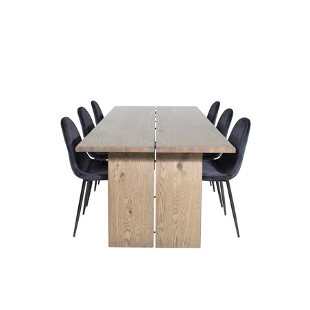 Logger Dining Table - Smoked Oak - 210 cm, Polar Dining Chair - Black legs / Black Velvet (ersätter 19902-888)_6