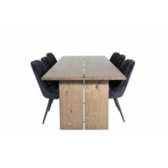 Logger Dining Table - Smoked Oak - 210 cm, Velvet Deluxe Dining Chair - Black / Black_6