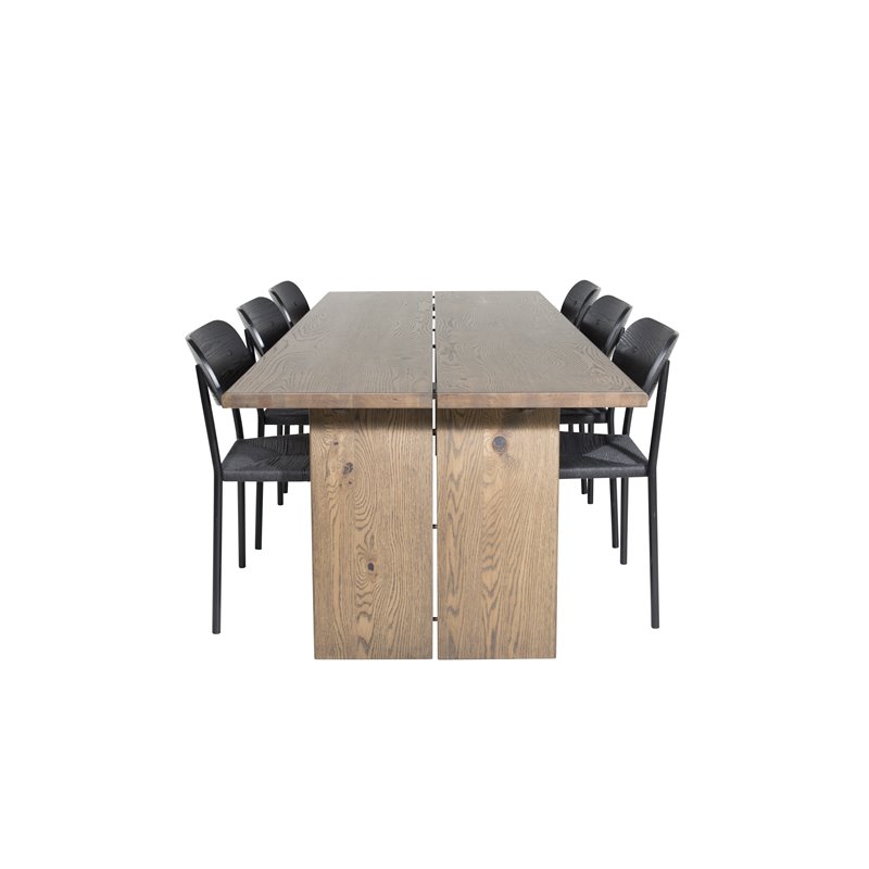 Logger Dining Table - Smoked Oak - 210 cm, Polly Dining Chair - Black / Black_6