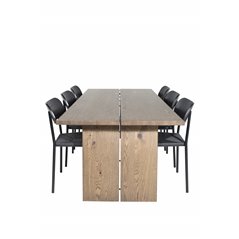 Logger Dining Table - Smoked Oak - 210 cm, Polly Dining Chair - Black / Black_6