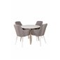 Plaza Round Dining Table - ø 100cm - White / Oak, Comfort Dining Chair - Grey / White_4