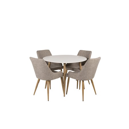 Plaza Round Dining Table - ø 100cm - White / Oak, Plaza Dining Chair - Light Grey / Oak_4