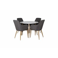 Plaza Round Dining Table - ø 100cm - White / Oak, Comfort Dining Chair - Dark Grey / Oak_4