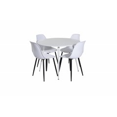 Plaza Round Table 100 cm - White top / White Legs, Polar Plastic Dining Chair - Black Legs / White Plastic_4