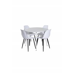 Plaza Round Table 100 cm - White top / White Legs, Polar Plastic Dining Chair - Black Legs / White Plastic_4