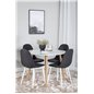 Plaza Round Dining Table - ø 100cm - White / Oak, Polar Dining Chair - White Legs - Black Fabric_4