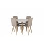 Plaza Round Dining Table - ø 100cm - White / Oak, Windu Lyx Dining Chair - Light Grey / Oak_4