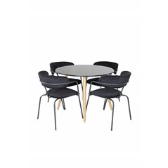 Plaza Round Dining Table - ø 100cm - Black / Oak, Arrow armchair - Black Legs - Black Velvet_4