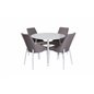 Plaza Round Table 100 cm - White top / White Legs, Leone 2,0 Dining Chair - Grey / White_4