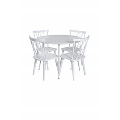 Pla pyöreälle pöydälle 100 cm - valkoinen toppi / valkoiset jalat, Mariannelund Windsor tuoli - valkoinen_4