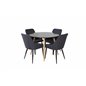 Plaza Round Dining Table - ø 100cm - Black / Oak, Plaza Dining Chair - Black Legs - Black Fabric_4