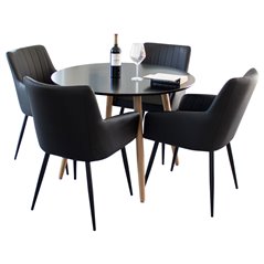 Plaza Round Dining Table - ø 100cm - Black / Oak, Comfort Dining Chair - Black / Black_4
