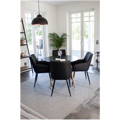 Plaza Round Dining Table - ø 100cm - Black / Oak, Comfort Dining Chair - Black / Black_4