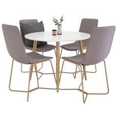 Plaza Round Dining Table - ø 100cm - White / Oak, X-Dining Chair - Grey / Oak_4