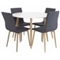 Plaza Round Dining Table - ø 100cm - White / Oak, Windu Dining Chair - Grey / Oak_4