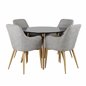 Plaza Round Dining Table - ø 100cm - Black / Oak, Comfort Dining Chair - Light Grey / Oak_4