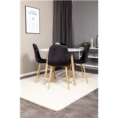 Plaza Round Dining Table - ø 100cm - White / Oak, Polar Dining Chair - Black / Oak_4