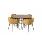 Copenhagen - Dining Table round - Brown / Black, Limhamn - Chair - Gold Velvet_4