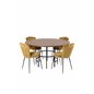 Copenhagen - Dining Table round - Brown / Black, Limhamn Light - Chair - Gold Velvet_4