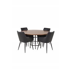 Kööpenhamina - Ruokapöytä pyöreä - ruskea / musta, Comfort ruokapöydän tuoli - musta / musta_4