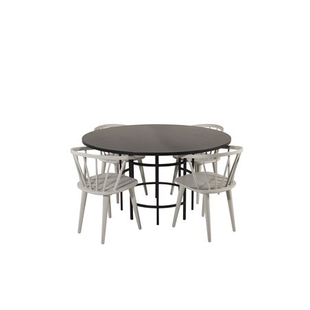 Kööpenhamina - Ruokapöytä pyöreä - musta / musta, Bullerbyn Windsor ruokapöydän tuoli - harmaa_4