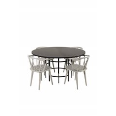 Kööpenhamina - Ruokapöytä pyöreä - musta / musta, Bullerbyn Windsor ruokapöydän tuoli - harmaa_4