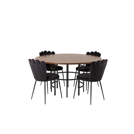 Copenhagen - Dining Table round - Brown / Black, Limhamn Light - Chair - Black Velvet_4