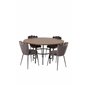 Copenhagen - Dining Table round - Brown / Black, Limhamn Light - Chair - Grey Velvet_4