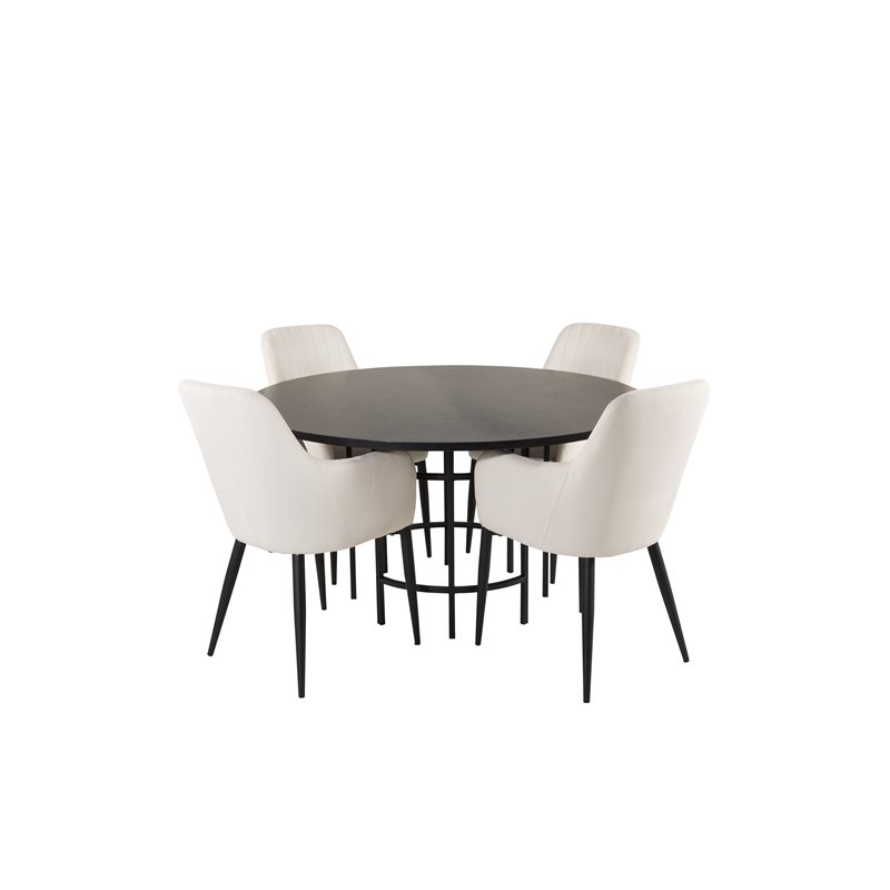 Kööpenhamina - Ruokapöytä pyöreä - musta / musta, Comfort ruokapöydän tuoli - beige / musta_4