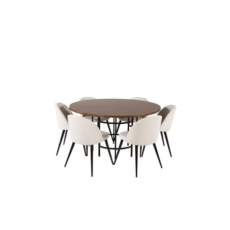 Copenhagen - Dining Table round - Brown / Black, Velvet Dining Chair Corduroy - Beige / Black_6