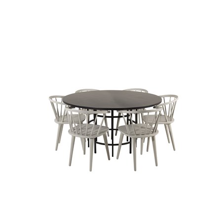 Copenhagen - Dining Table round - Black / Black, Bullerbyn Windsor Dining Chair - Grey_6