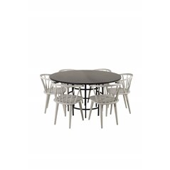 Copenhagen - Dining Table round - Black / Black, Bullerbyn Windsor Dining Chair - Grey_6