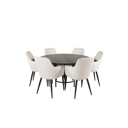 Copenhagen - Dining Table round - Black / Black, Comfort Dining Chair - Beige / Black_6