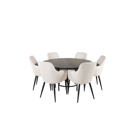 Copenhagen - Dining Table round - Black / Black, Comfort Dining Chair - Beige / Black_6