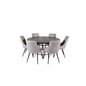 Copenhagen - Dining Table round - Black / Black, Velvet Deluxe Dining Chair - Light Grey / Black_6