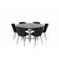 Copenhagen - Dining Table round - Black / Black, Limhamn Light - Chair - Black Velvet_6