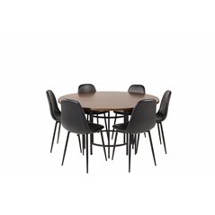 Copenhagen - Dining Table round - Brown / Black, Polar Dining Chair - Black / Black_6