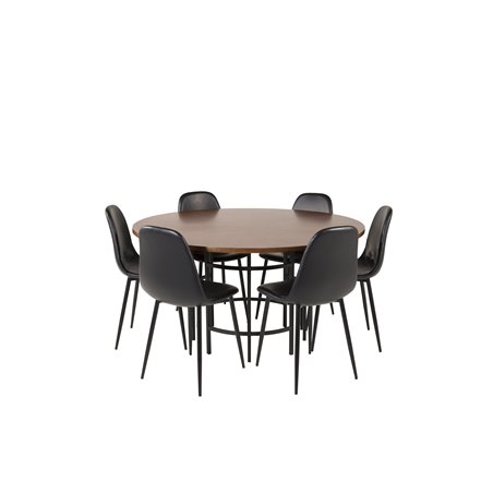 Kööpenhamina - Ruokapöytä pyöreä - ruskea / musta, Polar ruokapöytä - musta / musta_6