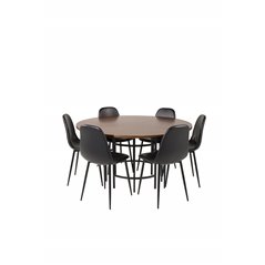 Copenhagen - Dining Table round - Brown / Black, Polar Dining Chair - Black / Black_6