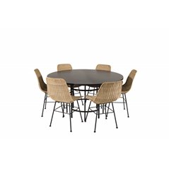 Copenhagen - Dining Table round - Black / Black, Bali dining chair - Nature / Black_6