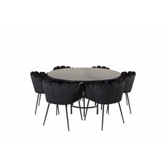 Copenhagen - Dining Table round - Black / Black, Limhamn - Chair - Black Velvet_6