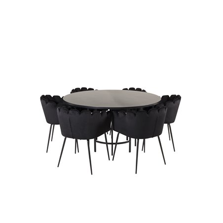 Kööpenhamina - Ruokapöytä pyöreä - musta / musta, Limhamn - tuoli - Black Velvet_6