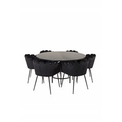 Kööpenhamina - Ruokapöytä pyöreä - musta / musta, Limhamn - tuoli - Black Velvet_6