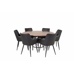 Copenhagen - Dining Table round - Brown / Black, Comfort Dining Chair - Black / Black_6