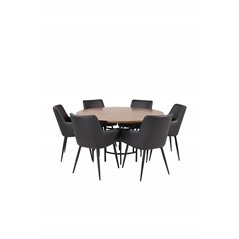 Copenhagen - Dining Table round - Brown / Black, Comfort Dining Chair - Black / Black_6