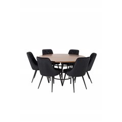Copenhagen - Dining Table round - Brown / Black, Velvet Deluxe Dining Chair - Black / Black_6